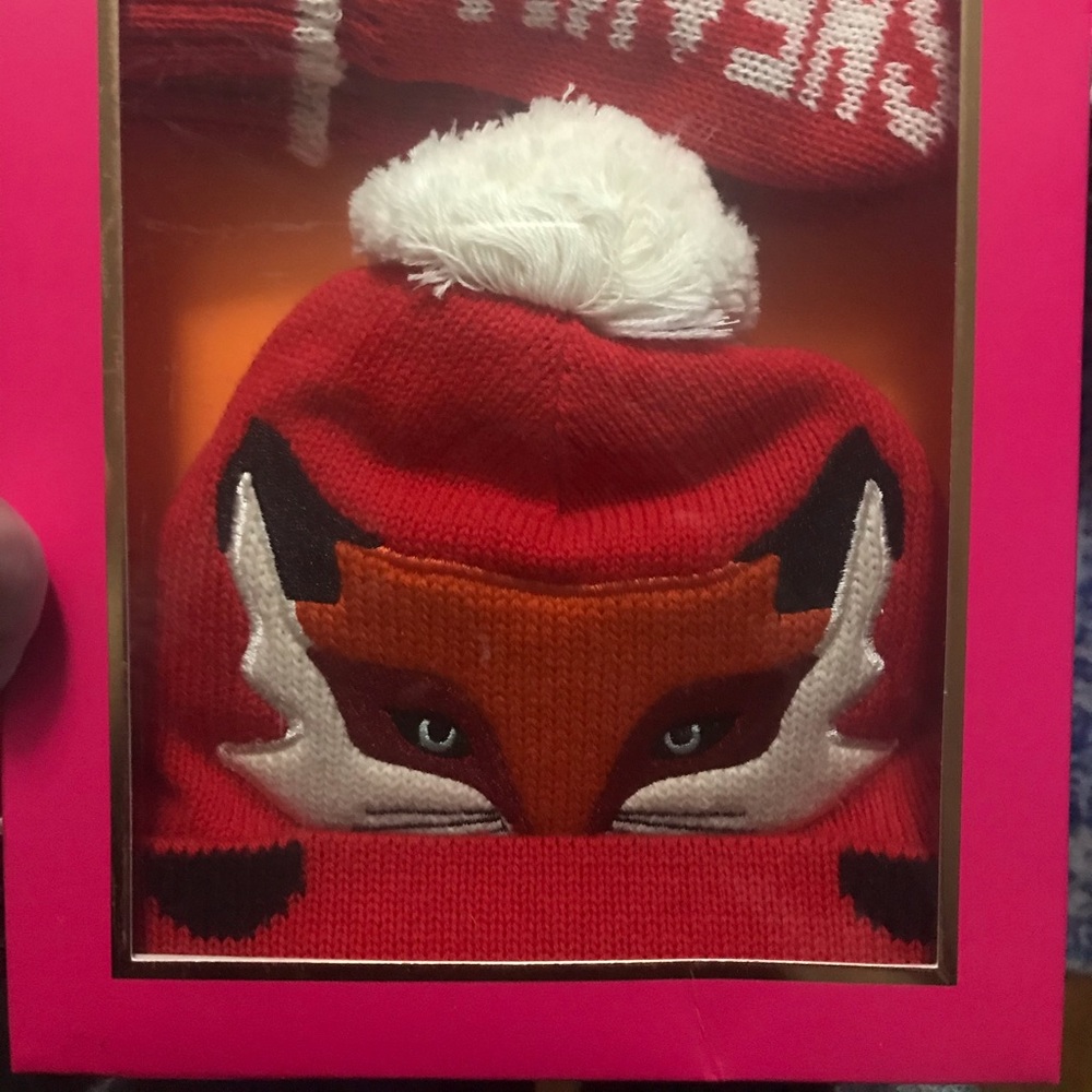 Kids Kate Spade pretty sneaky fox hat/gloves set